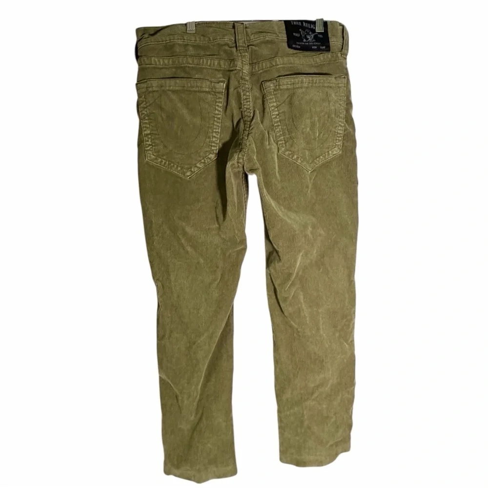 True Religion Geno Corduroy Relaxed Slim Straight Pants Olive Green‎ Mend 32x27